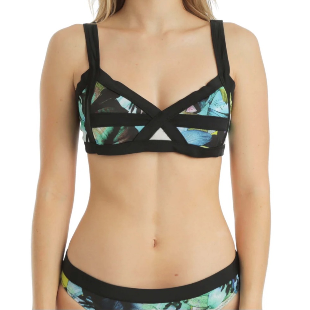 Black and green bikini top